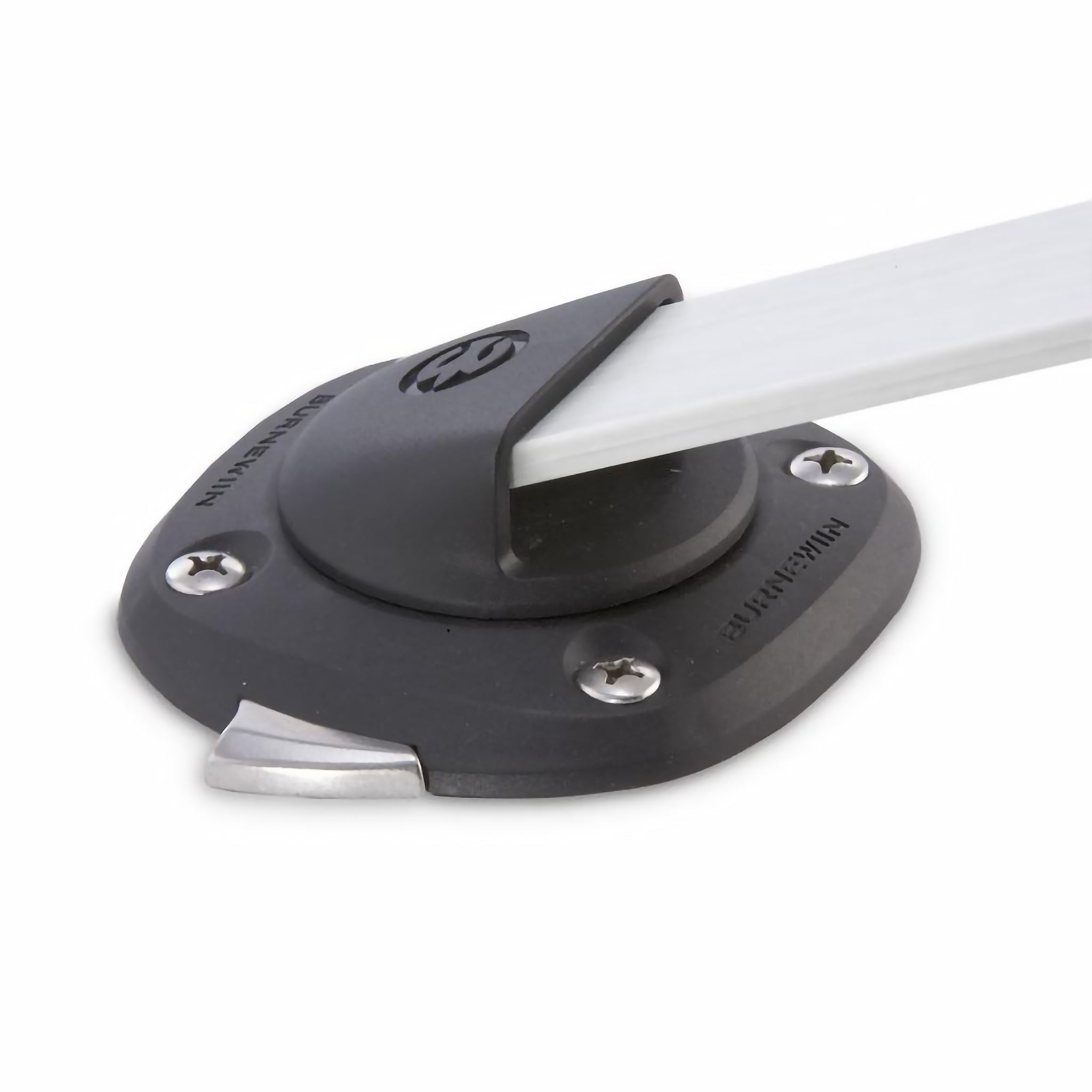 A closeup view of the Burnewiin Burnewiin CS3080 Boat Cover Support Socket inserted in the GM400 mount and with a white background.