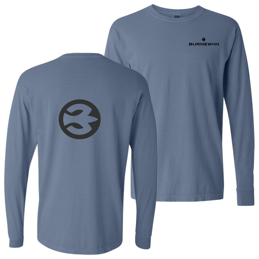 The Burnewiin Long Sleeve T-Shirt, blue jean with logo.