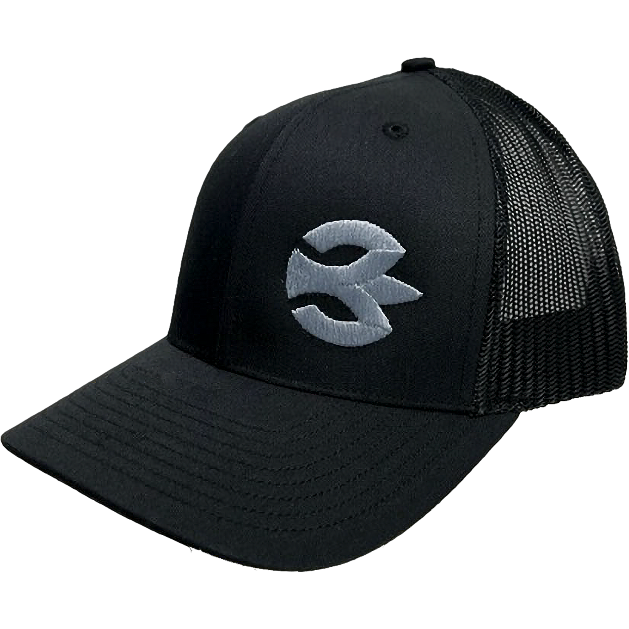 The Burnewiin Port Side Trucker Hat with logo on the hat-wearer left.
