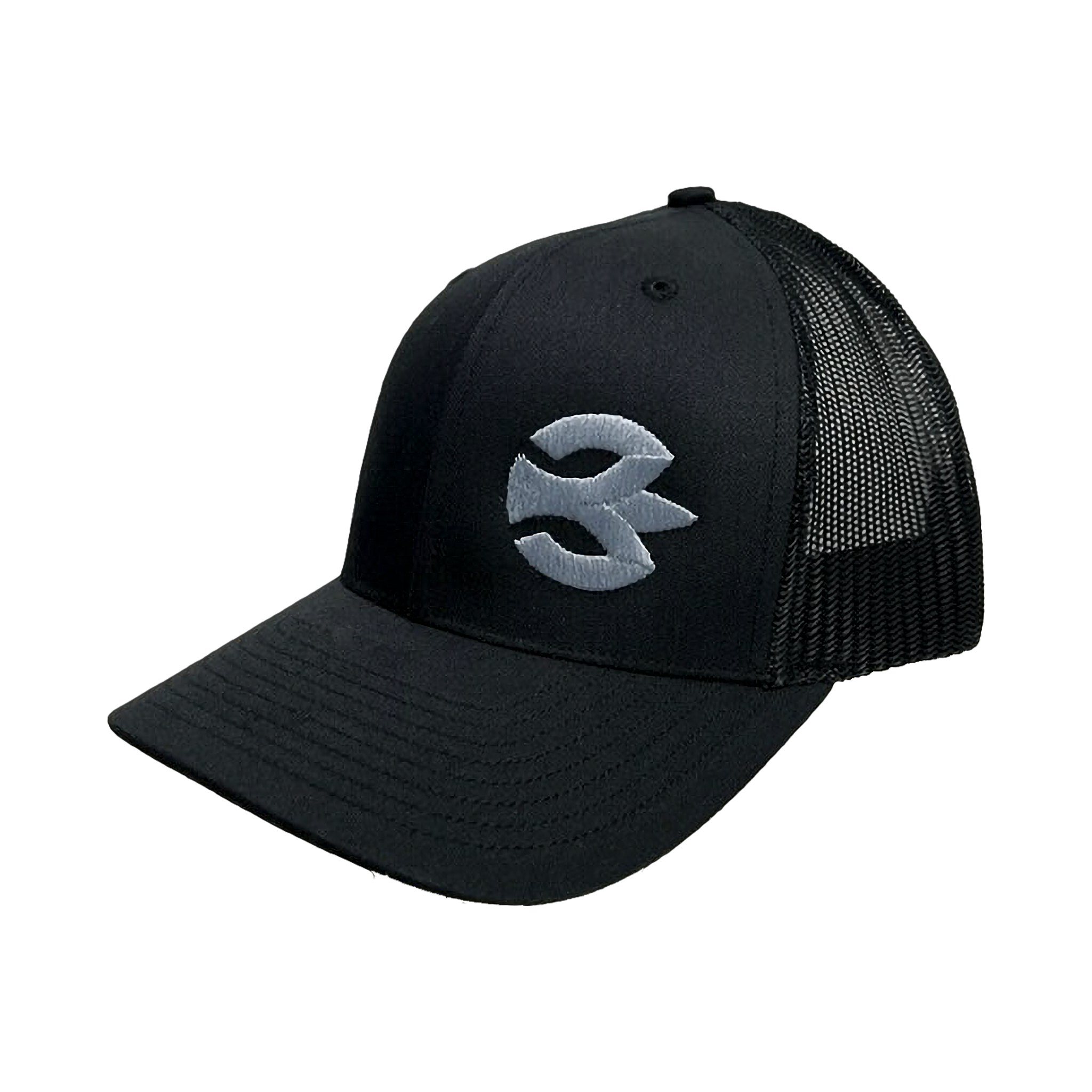 The Burnewiin Port Side Trucker Hat with logo on the hat-wearer left.