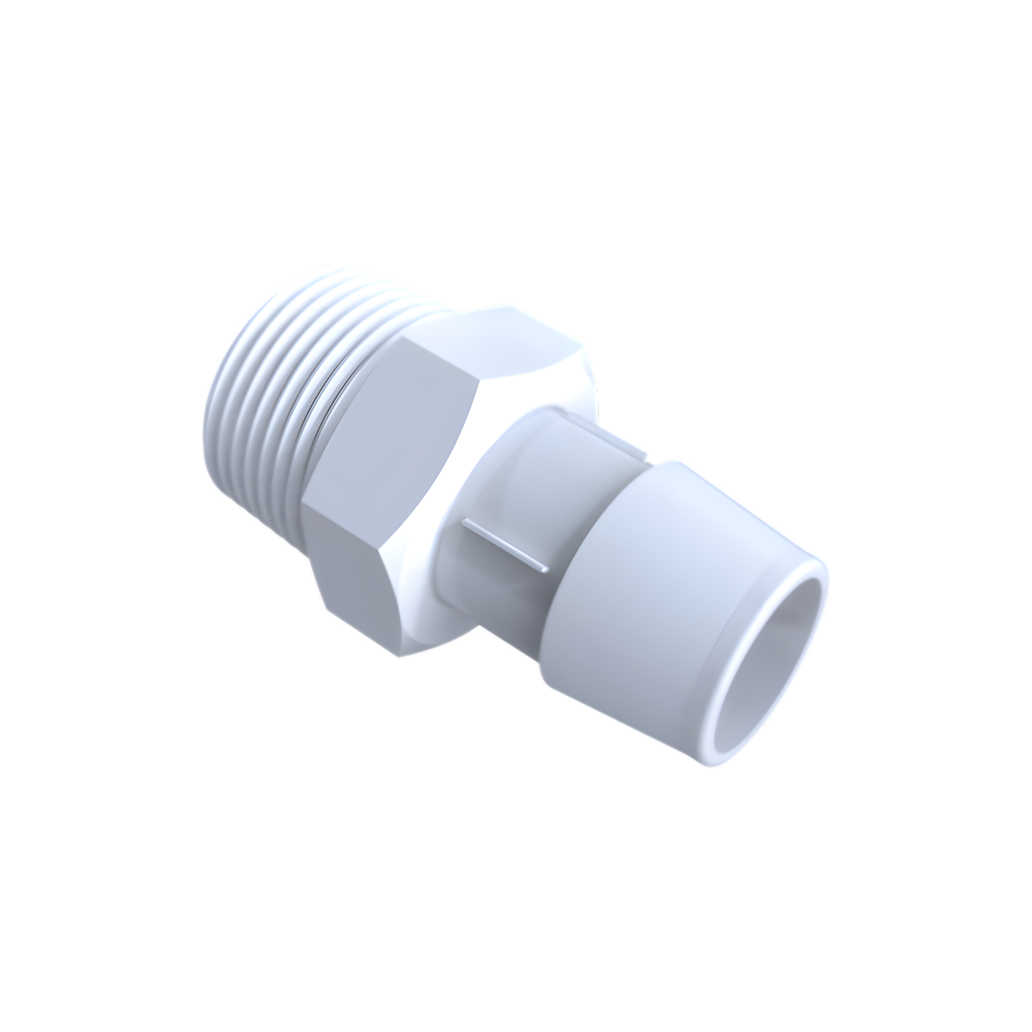 The Burnewiin SM1 Straight Drain Fitting, portrait view.