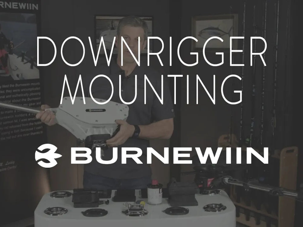 Burnewiin owner Tom Anderson in a booth providing the basics of mounting downriggers using the Burnewiin mounting system. Burnewiin owner Tom Anderson in a booth providing the basics of mounting downriggers using the Burnewiin mounting system.