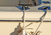 he Burnewiin FC5120 Fender Cleat is mounted on the rear port side of a gunwale and fastened to a fender and dock.