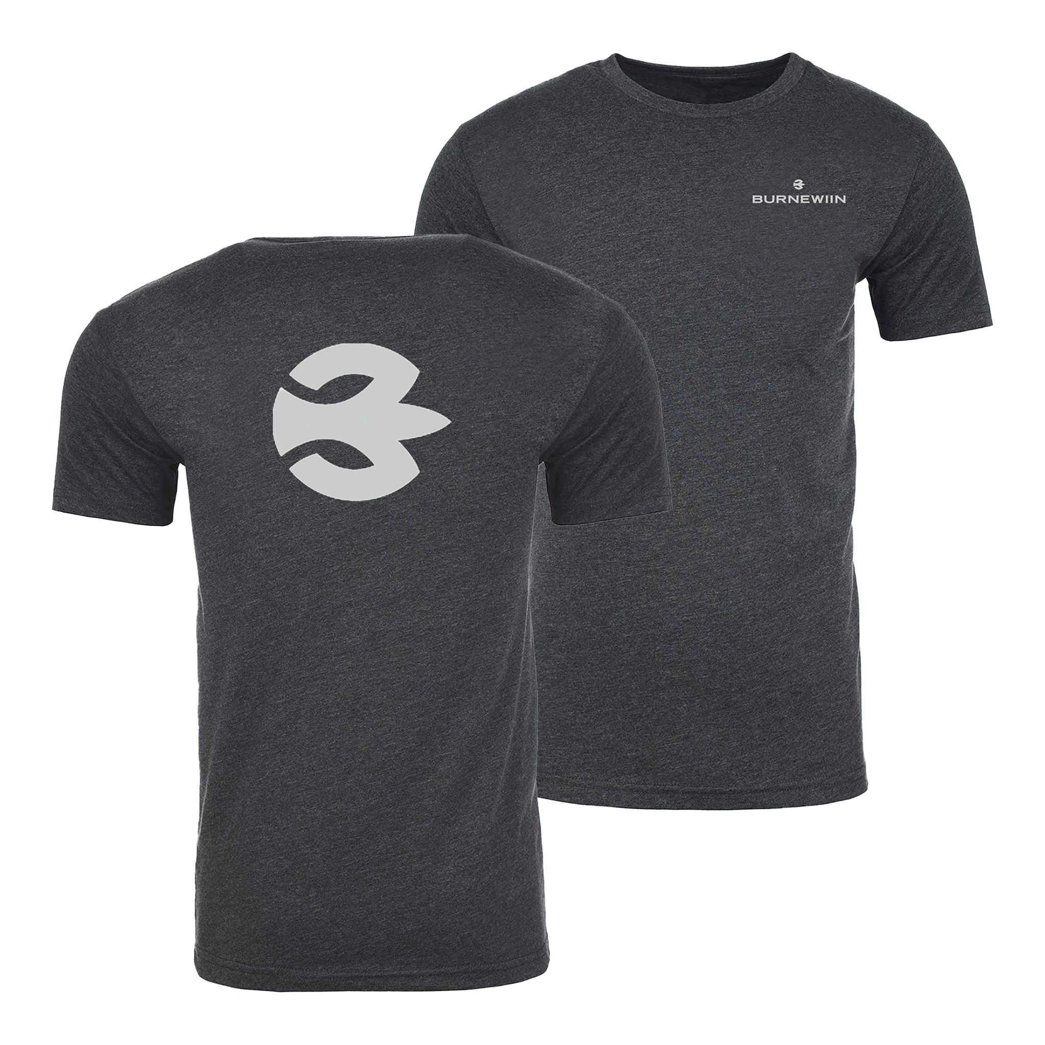 The Burnewiin Short Sleeve T-Shirt, charcoal with bird logo.