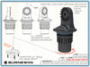 The design illustration for the Burnewiin AP499 Rod Holder Adapter features compatibility with other brands such as Scotty, Cabelas, and Folbe.